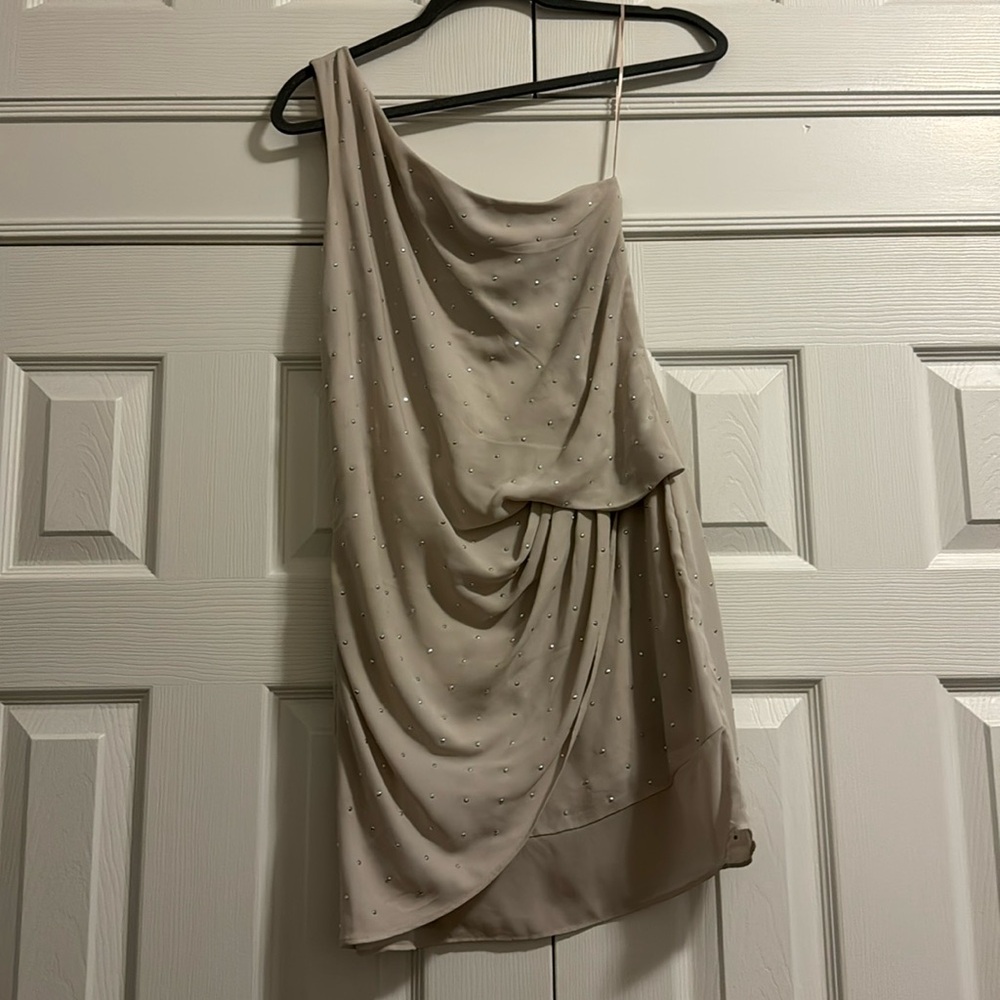 Beige one shoulder dress